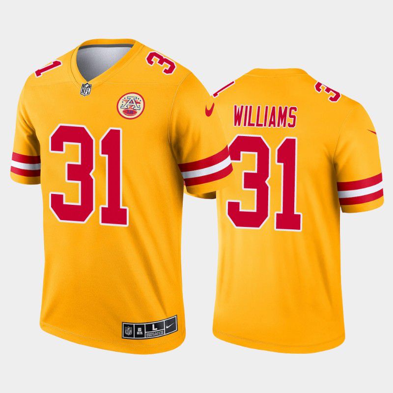 Men Kansas City Chiefs #31 Darrel Williams Nike Yellow Inverted Legend NFL Jersey->kansas city chiefs->NFL Jersey